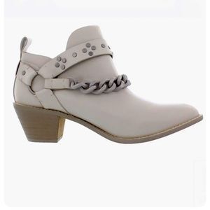 Kelsi Dagger anthropologie leather dove gray chain heel bootie womens 5.5